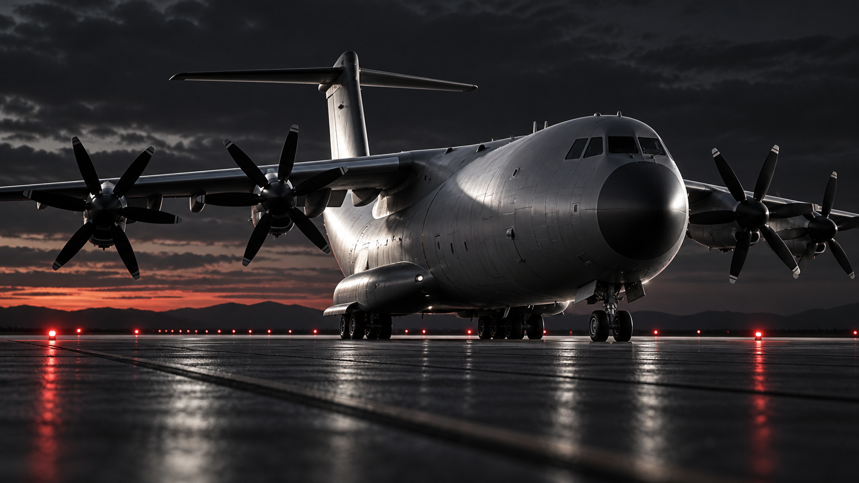 Unmarked military transport aircraft, illustrative